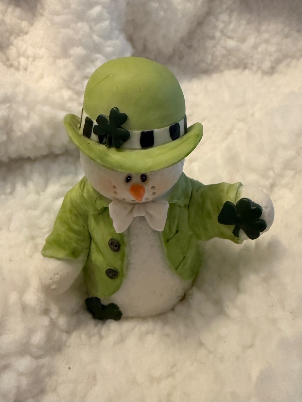 Sarah’s attic Green Snowman Figurine Kids Toy - Charming St. Patrick's Day Accen